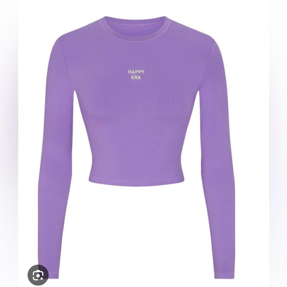 SKIMS Purple Long Sleeve Crop Top